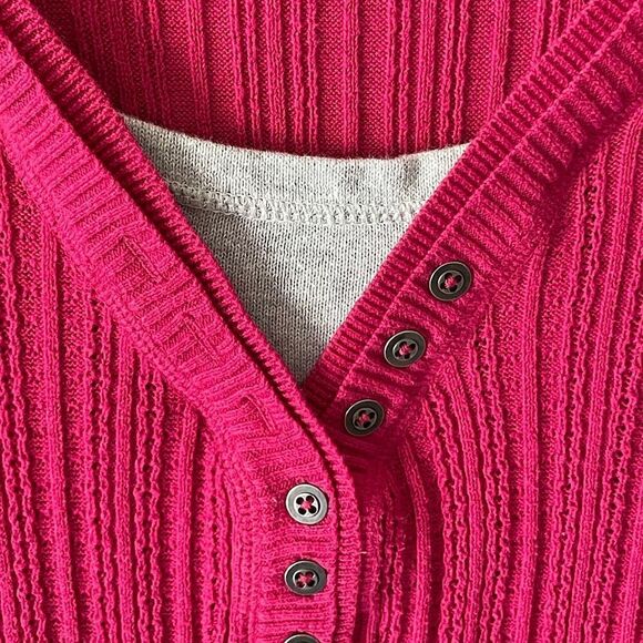 NWOT! Sonoma Pink Long Sleeve Sweater (with beige built-in undershirt). Size Lg. - Picture 3 of 9